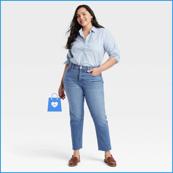 6 Short - Womens Mid-Rise 80s Slim Fit Jeans - Universal Thread - Blue - Picture 11 of 11